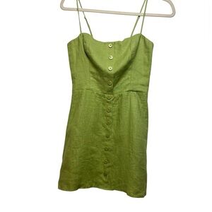 Reformation Huckleberry avocado green linen size 2 mini dress